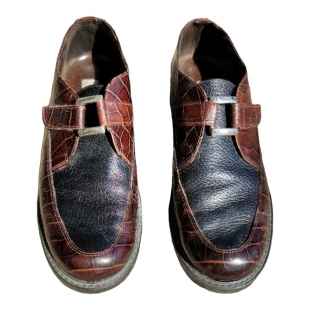 Brighton Kannah Women's Loafer Shoe Italian Leather Croc Embossed Brown Size 8